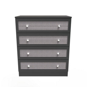 Cairo 4 Drawer Chest in Smooth Black (Ready Assembled)