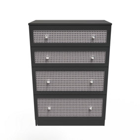 Cairo 4 Drawer Deep Chest in Smooth Black (Ready Assembled)