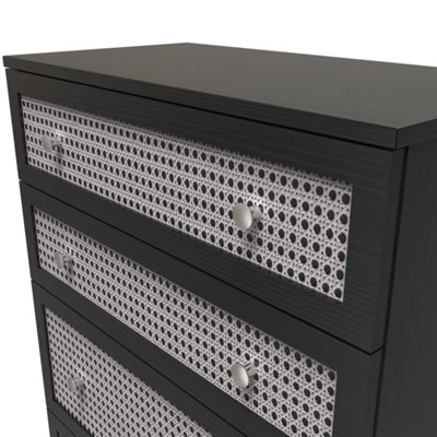 Cairo 4 Drawer Deep Chest in Smooth Black (Ready Assembled)
