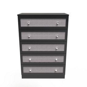 Cairo 5 Drawer Chest in Smooth Black (Ready Assembled)