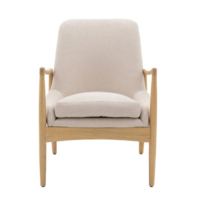 Cairo Armchair Natural Linen Mid-Century Style