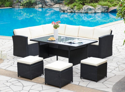 Cairo Rattan Corner Group Garden Furniture Set Outdoor Dining