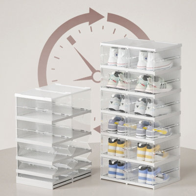 CAISON 3 X Crystal Shoe Storage Boxes Clear Plastic Drawer Stackable ...