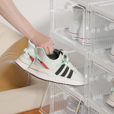 CAISON 3 X Crystal Shoe Storage Boxes Clear Plastic Drawer Stackable ...