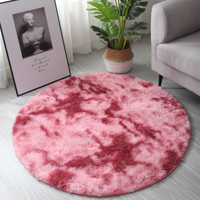 CAISON Circle Round Shaggy Rug 100CM Living Room Bedroom Carpet Floor Fluffy Mat Anti-Skid BS-XYY0299-DR-03