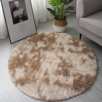 CAISON Circle Round Shaggy Rug 100CM Living Room Bedroom Carpet Floor Fluffy Mat Anti-Skid BS-XYY0299-K-03