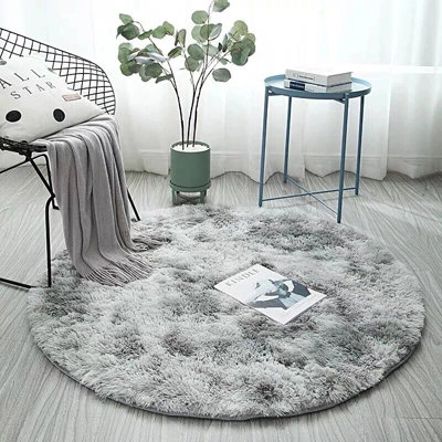 CAISON Circle Round Shaggy Rug 100CM Living Room Bedroom Carpet Floor ...