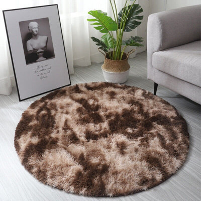 CAISON Circle Round Shaggy Rug 120CM Living Room Bedroom Carpet Floor Fluffy Mat Anti-Skid BS-XYY0299-DBN-04