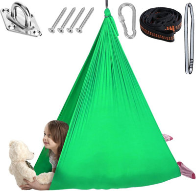 CAISON Elastic Children Kids Hammock Yoga Therapy Kids Autism ADHD Sensory Swing Sling (1.5 m)Green
