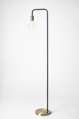 Caitlin Antique Brass and Black Floor Lamp with an industrial style Finish