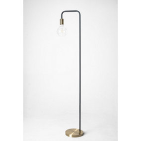 Caitlin Antique Brass and Black Floor Lamp with an industrial style Finish