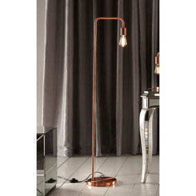 Caitlin Industrial Brushed Copper Floor Lamp (Rose Gold)