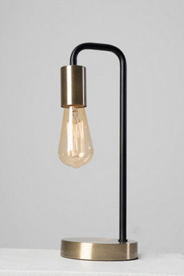 Caitlin Industrial Filament Bulb Table Desk Lamp (Antique Brass)