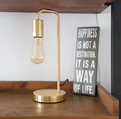 Caitlin Industrial Filament Bulb Table Desk Lamp Polished Brass (Yellow Gold)