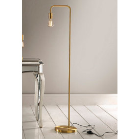 Caitlin Industrial Satin Brass Floor Lamp (Yellow Gold)