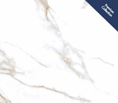 Calacatta Gold Marble Effect 600x600mm Polished Wall and Floor Tiles (Pack of 4 with coverage of 1.44m2)