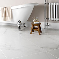 Calacutta Marble Effect Polished Rectified 600mm x 600mm Porcelain Wall & Floor Tiles (Pack of 4 w/ Coverage of 1.44m2)