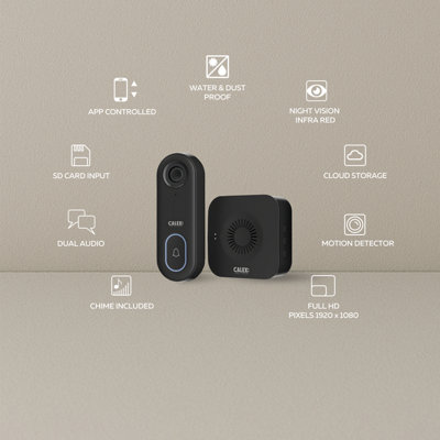 Calex Smart deurbel met camera inclusief chime draadloos 2K (FullHD) - zwart (5501000800