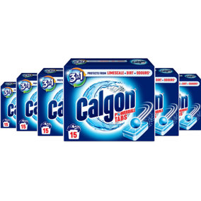 Calgon 3 in 1 Powerball Tabs Water Softener Limescale Protection 15 Tablets - Pack of 6