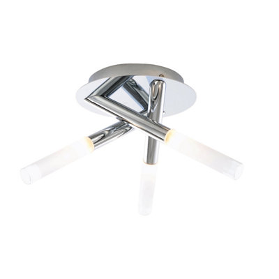 Cali Chrome Finish 3 Pronged Cross Over Ceiling Light - Modern Decorative Tube Bulb Design