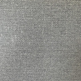 Calico Plain Wallpaper Hessian Style Gunmetal Charcoal Grey Textured Vinyl Embossed