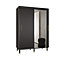 Calipso Wave II Modern Mirrored 2 Sliding Door Wardrobe Gold Handles 5 Shelves 2 Rails Black (H)2080mm (W)1500mm (D)620mm