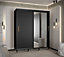 Calipso Wave II Modern Mirrored 2 Sliding Door Wardrobe Gold Handles 9 Shelves 2 Rails Black (H)2080mm (W)1800mm (D)620mm