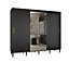 Calipso Wave II Modern Mirrored 2 Sliding Door Wardrobe Gold Handles 9 Shelves 2 Rails Black (H)2080mm (W)2500mm (D)620mm