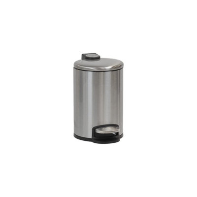 CALITEK 3 Litre Bathroom Pedal Bin Stainless Steel Soft Close Lid Removable Inner Bucket Silver