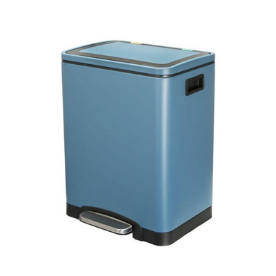 CALITEK Recycling Bin 30 litres with 2 Compartment 2 x 15 Waste Separation System Blue