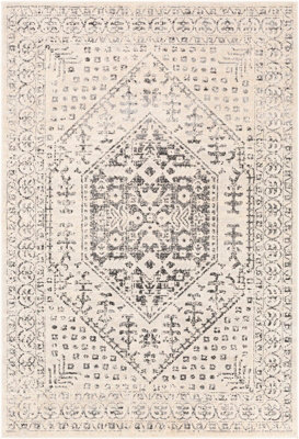 CALIX Vintage Traditional Oriental Boho Beige/Grey Area Rug 160 x 220 cm