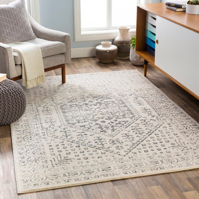CALIX Vintage Traditional Oriental Boho Beige/Grey Area Rug 160 x 220 cm