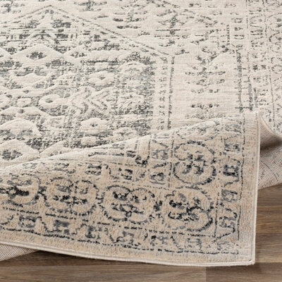 CALIX Vintage Traditional Oriental Boho Beige/Grey Area Rug 160 x 220 cm