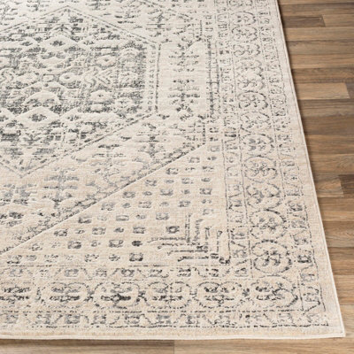 CALIX Vintage Traditional Oriental Boho Beige/Grey Area Rug 160 x 220 cm