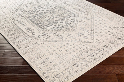 CALIX Vintage Traditional Oriental Boho Beige/Grey Area Rug 160 x 220 cm