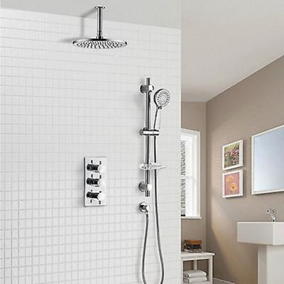 CALLA 2 WAY ROUND CEILING THERMOSTATIC CONCEALED BATHROOM SHOWER RAIL HEAD