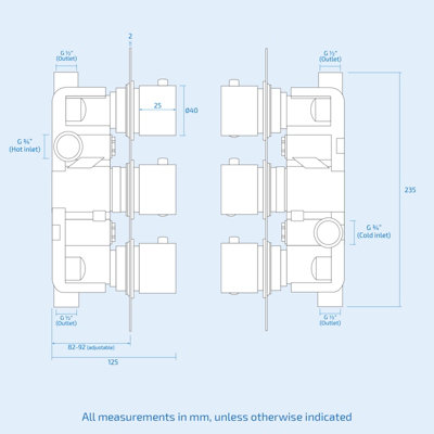 CALLA 2 WAY ROUND CEILING THERMOSTATIC CONCEALED BATHROOM SHOWER SET MIXER - 4