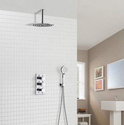 Calla 2 Way Round Rainfall Ceiling and Hand Held Shower with Concealed Thermostatic Control Price Comparisons | Compare The Build