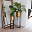 Calla Planter Stand - Metal - L22 x W22 x H58 cm - Black/Antique Gold