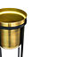 Calla Planter Stand - Metal - L22 x W22 x H58 cm - Black/Antique Gold