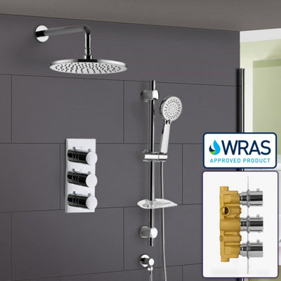 Calla Round 3 Dial 2 Way Bathroom Concealed Thermostatic Shower Mixer Valve Tap
