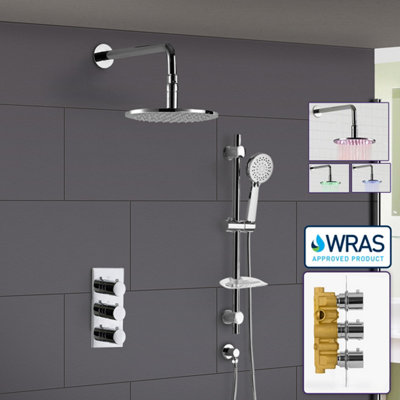 Calla Round Concealed Thermostatic Shower Valve Mixer Set LED Shower