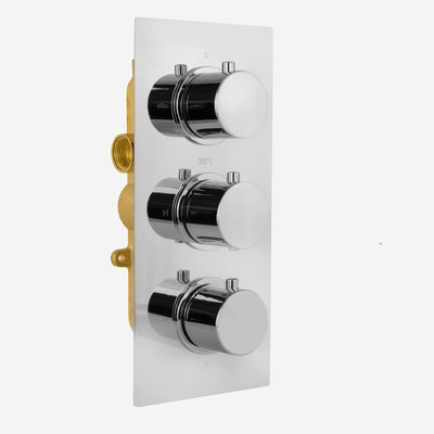 Calla Round Shower Head Handset 2 Way 3 Dial Concealed Thermostatic Mixer