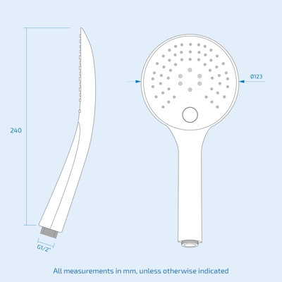Calla Round Shower Head Handset 2 Way 3 Dial Concealed Thermostatic Mixer - 6