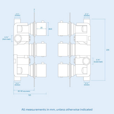 Calla Square Concealed Thermostatic Mixer Valve Hand Held 300mm Shower Head Set - 8
