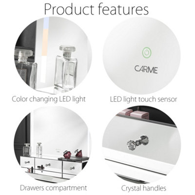 Callie Silver LED Touch Sensor Mirror