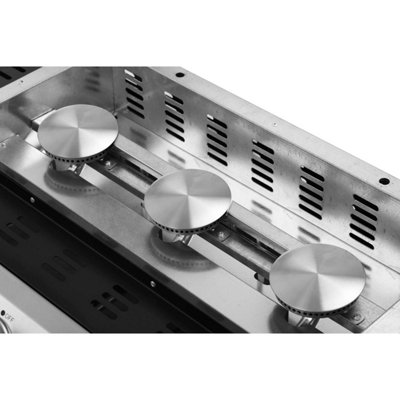 Callow 1003+stand Black Gas BBQ 3 Burner Plancha in Standless Steel with Stand and Side Tables - 3