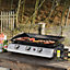 Callow 1003+stand Black Gas BBQ 3 Burner Plancha in Standless Steel with Stand and Side Tables