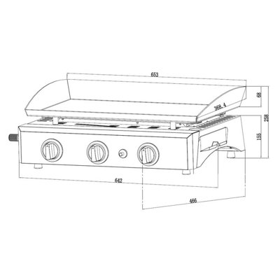 Callow 1003+stand Black Gas BBQ 3 Burner Plancha in Standless Steel with Stand and Side Tables - 5