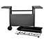 Callow 1104+stand Black 4 Burner Gas Griddle and Plancha with Stand and Side Tables